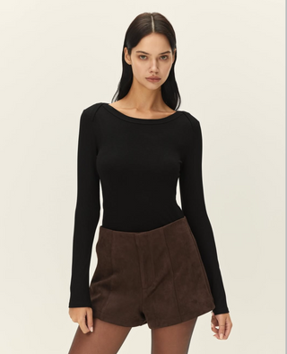 Elodie Marais Faux Suede Shorts - Chocolate Fondant