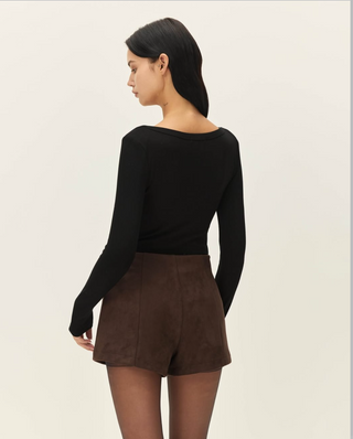 Marais Faux Suede Shorts - Chocolate Fondant