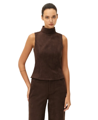 Elodie ETienne Faux Suede Top - Chocolate Fondant