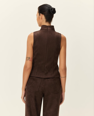 Elodie ETienne Faux Suede Top - Chocolate Fondant