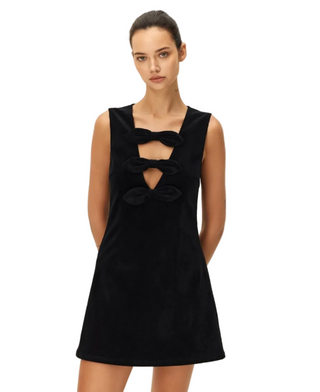 Elodie Claire Bow Shift Tie Dress - Black