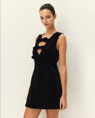 Elodie Claire Bow Shift Tie Dress - Black