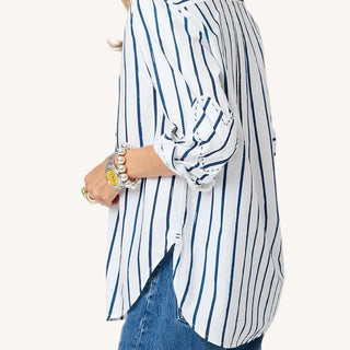 Mia Mr. Sharpie Stripe Shirt - White/Indigo Blue