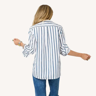 Mia Mr. Sharpie Stripe Shirt - White/Indigo Blue
