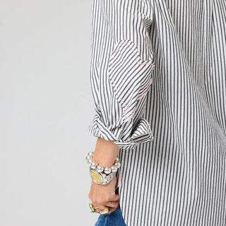 Mia Stripe Shirt - White/ Black
