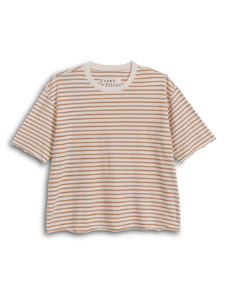 Frank and Eileen Perry NYC Crewneck Tee - Vintage White and Camel Stripe