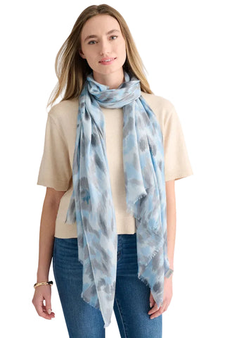 Kinross Painted Leopard Print Scarf - Horizon Multi