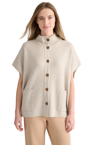 Kinross Sleeveless Button Mock Cardigan - Agate