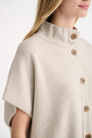 Kinross Sleeveless Button Mock Cardigan - Agate