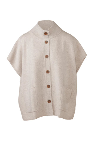 Kinross Sleeveless Button Mock Cardigan - Agate