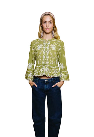 Love the Label Ellianna Top - Amira Embroidered Olive
