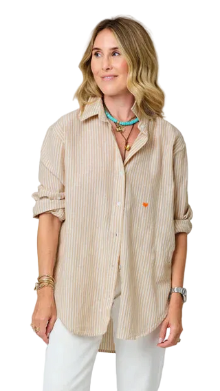 Kerri Rosenthal Jack Linen Stripe Shirt - Oak