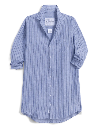 Frank & EIieen Classic Shirtdress - Blue Navy Stripe