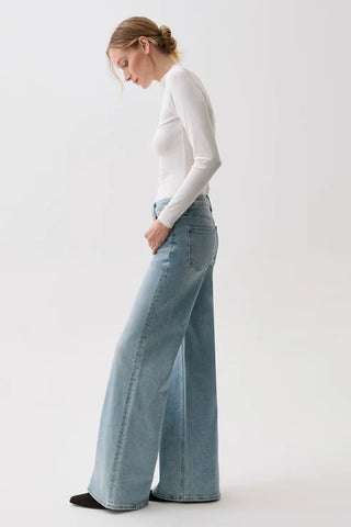 Pistola Vivian Med Rise Wide Leg - Sea Haze