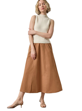 Lilla P Mixed Media Mock Neck Dress - Rope