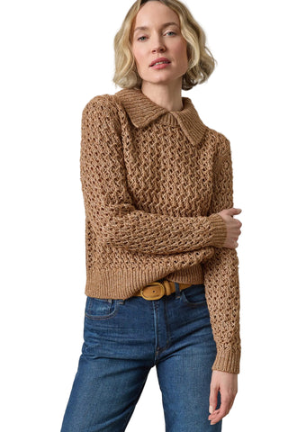 Lilla P - Textured Polo Sweater Hazelnut
