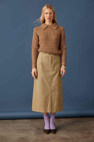 Lilla P - Textured Polo Sweater Hazelnut