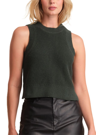 Demi High Crew Neck Tank - Bottle Green
