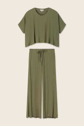 PJ Salvage Melange PJ Set - Dark Olive