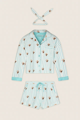 PJ Set Flannel - Pool Blue