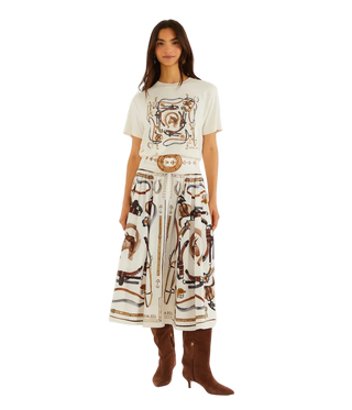 Farm Rio Equestrian Scarf Maxi Skirt - Winter White