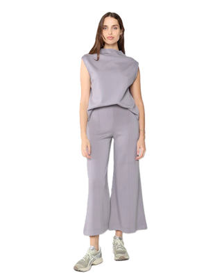 Scuba Cropped Wide Leg Pant - Silver