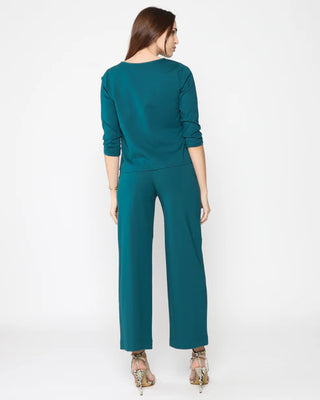 Ponte Knit 3/4 Sleeve Top - Teal