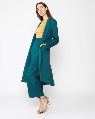 Ponte Knit Smoking Jacket - Teal