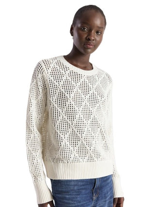 Diamond Pointelle Crew - Ivory
