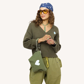 Kerri Rosenthal Saturday V- Neck Sweater - Army Green
