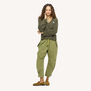 Kerri Rosenthal Saturday V- Neck Sweater - Army Green