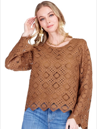 Crochet Crop Top - Camel