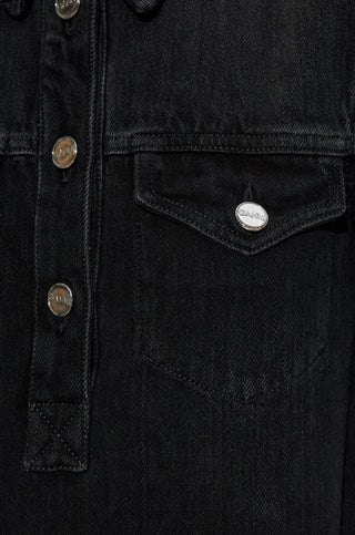 Ganni Soft Ridgid Denim Mini Dress - Black Wash