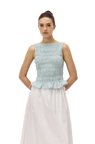 Elodie Tegan Top - Seafoam Gingham