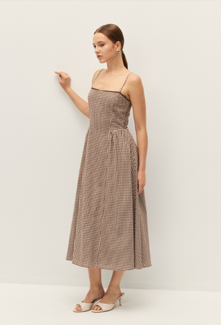 Elodie Adira Dress - Brown Gingham