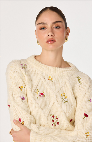 Astr Rose Sweater - Ivory
