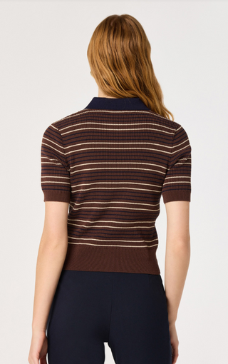Astr Iris Sweater - Brown Navy Stripe