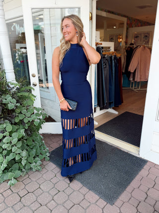 Curaae Yelena Cut Out Maxi Dress - Navy