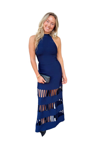 Curaae Yelena Cut Out Maxi Dress - Navy