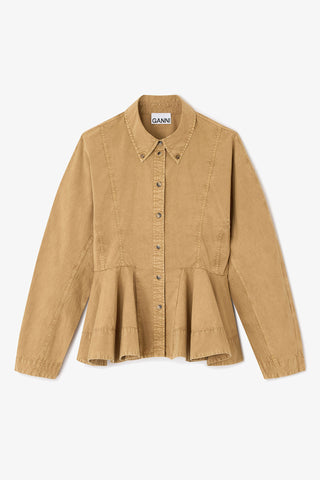 Washed Stretch Cotton Peplum Shirt - Lark