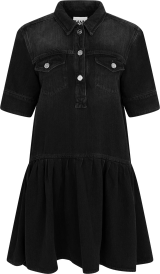 Soft Rigid Denim Mini Dress - Black Wash