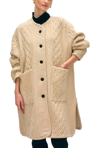 Merino Luxe Cable Coat - Honey Cream - XS/S