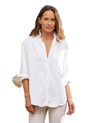 Relaxed Button-Up Shirt - White Tattered Wash Denim
