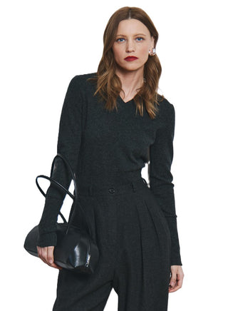 V-Neck W/ High Cuffs - Pepper