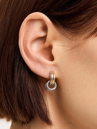 Asher Drop Huggie Earring - Two Tone