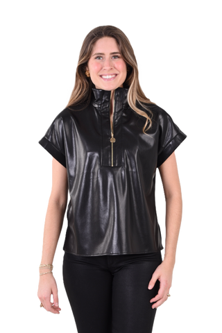 Poppy Pullover - Black Vegan Leather