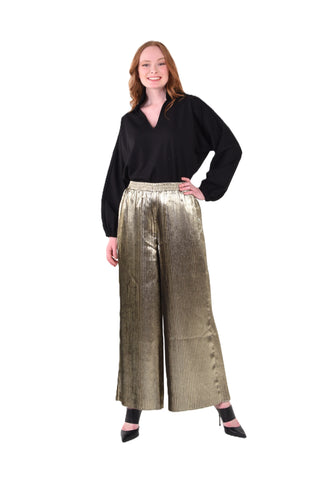 Pleated Pant - Black/Gold