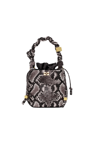 Ganni Bou Bucket Mini Snake - Egret
