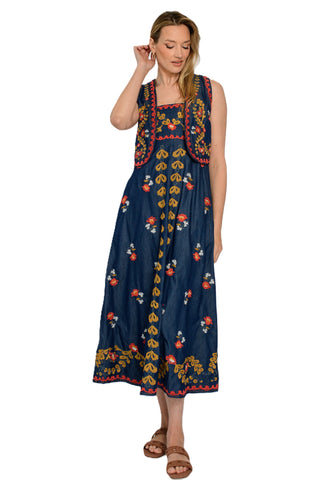 `Kit Vest - Denim Embroidery