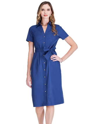 Pocket Midi Shirtdress - Navy